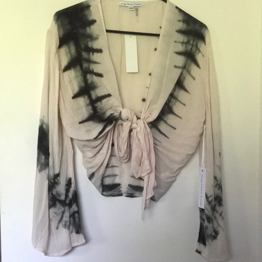 young fabulous and broke tie front tie dye top nwt